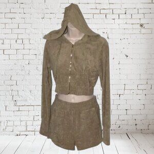 NWT Tic Toc Hoodie & Short Set Zip Front Terry Cloth